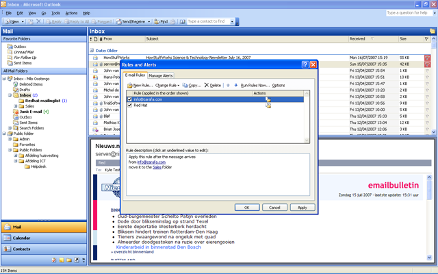 Rules in Outlook