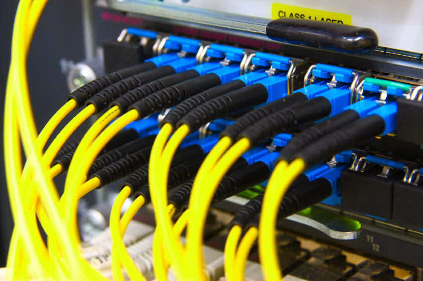 Optic cables connected to router ports